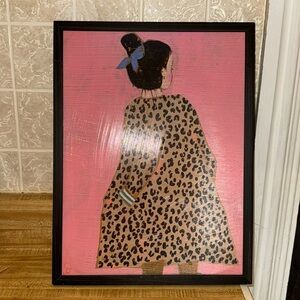 Cheetah girl painting framed